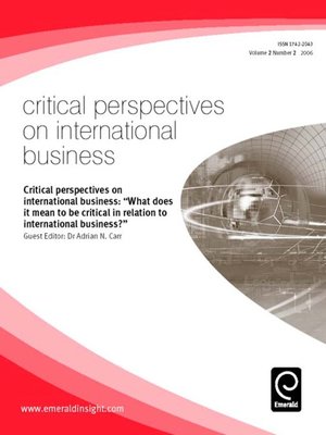 cover image of Critical Perspectives on International Business, Volume 2, Issue 2